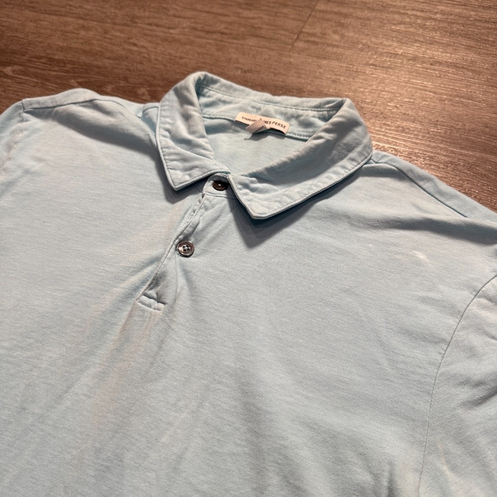 James Perse Standard Polo Shirt Mens 1 Small Blue Supima Cotton USA Soft Preppy